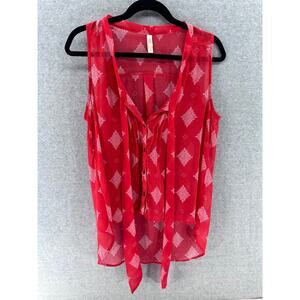 Xhilaration Juniors sz L (Women's M) Flowy Sheer Sleeveless Top July 4th Red